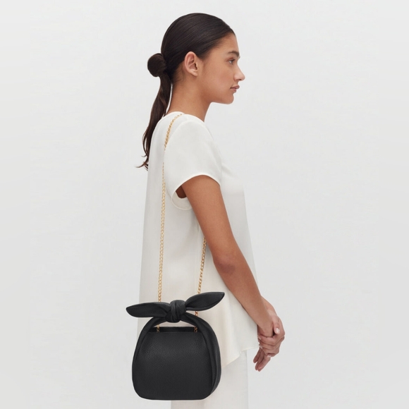 Cuyana Handbags - CUYANA MINI BOW CROSSBODY BAG SATCHEL IN BLACK